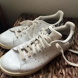Adidas Stan Smith Classic White and Black Sneakers Zebra Print Size 8.5